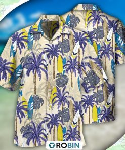 Surfing Tropical Tree Casual Button-Down Shirt