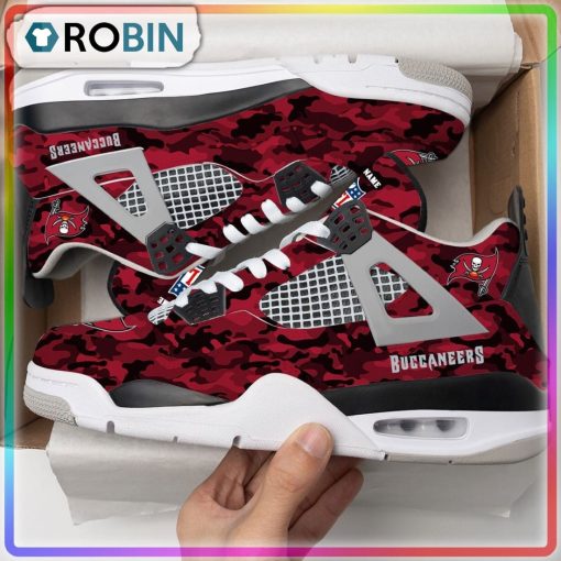 Tampa Bay Buccaneers Camouflage Personalized Air Jordan 4 Sneaker