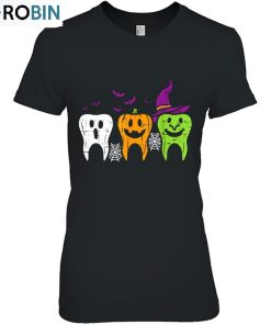 Teeth Ghost Pumpkin Witch Cute Dental Halloween Dentist Unisex Shirt