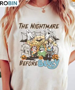 The Nightmare Before Bluey Shirt, Halloween Bluey Short Sleeve Sweater