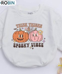 Thick Thighs And Spooky Vibes Shirt, Halloween Funny Sweater Short Sleeve