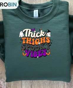 Thick Thigs Spooky Vibes Cute Shirt, Funny Halloween Sweatshirt Long Sleeve