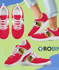 Three Colors Vertical Chicago Blackhawks Breathable Running Sneaker Three Colors Vertical Chicago Blackhawks Breathable Running Sneaker