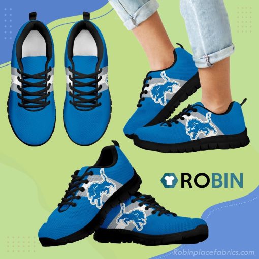 Three Colors Vertical Detroit Lions Breathable Running Sneaker
