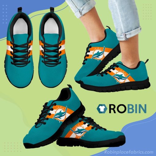 Three Colors Vertical Miami Dolphins Breathable Running Sneaker