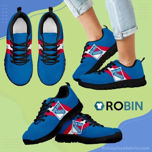 Three Colors Vertical New York Rangers Breathable Running Sneaker