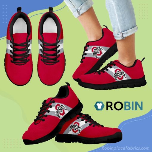 Three Colors Vertical Ohio State Buckeyes Breathable Running Sneaker