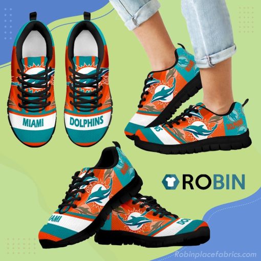 Three Impressing Point Of Logo Miami Dolphins Breathable Running Sneaker