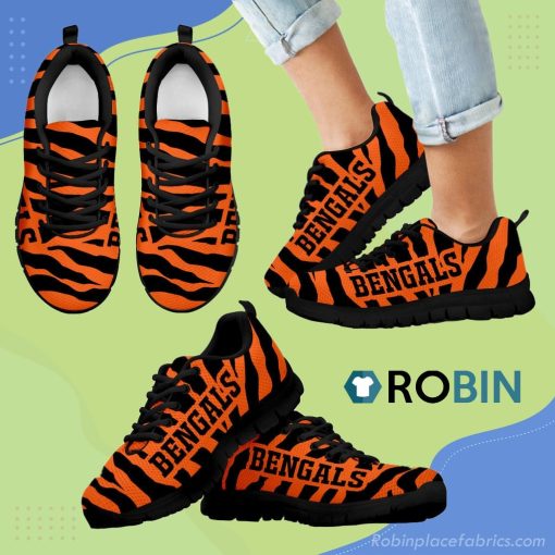Tiger Skin Stripes Pattern Print Cincinnati Bengals Breathable Running Sneaker