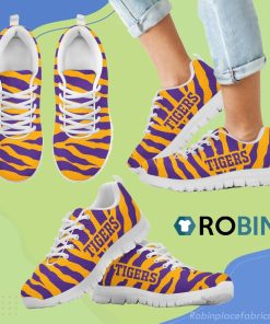 Tiger Skin Stripes Pattern Print LSU Tigers Breathable Running Sneaker Tiger Skin Stripes Pattern Print LSU Tigers Breathable Running Sneaker