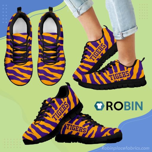 Tiger Skin Stripes Pattern Print LSU Tigers Breathable Running Sneaker