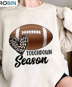 Touch Down Season Leopard Shirt, Football Game Hoodie Short Sleeve
