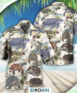 Turtle And Tropical Beach Casual Button-Down Shirt