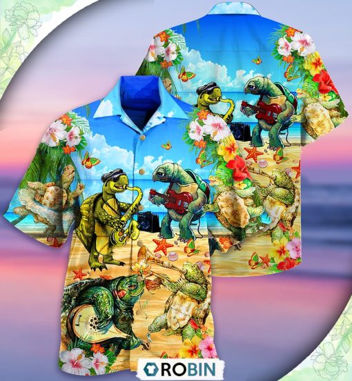 Turtle Loves Music Everyday Casual Button-Down Shirt