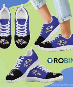 Two Colors Aparted Baltimore Ravens Breathable Running Sneaker Two Colors Aparted Baltimore Ravens Breathable Running Sneaker