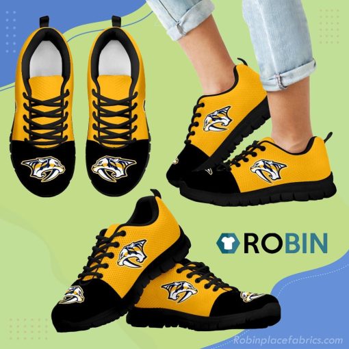 Two Colors Aparted Nashville Predators Breathable Running Sneaker