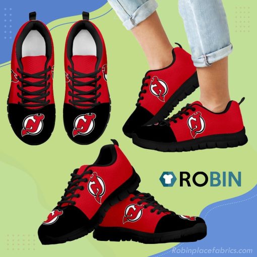 Two Colors Aparted New Jersey Devils Breathable Running Sneaker