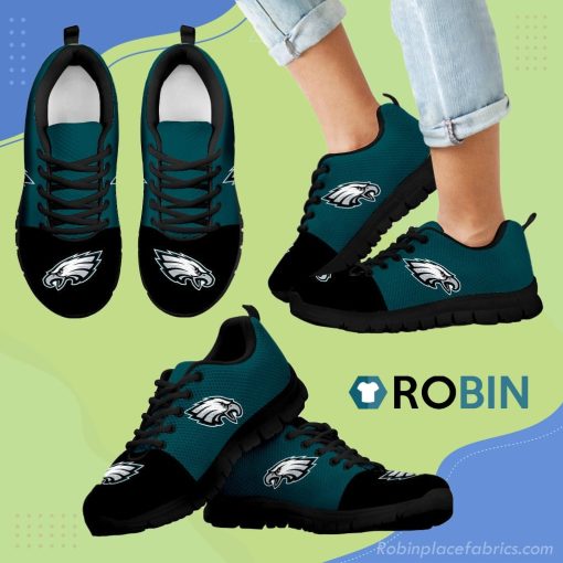 Two Colors Aparted Philadelphia Eagles Breathable Running Sneaker