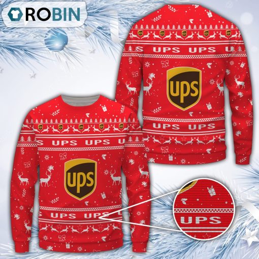 Ups Red Pattern Merry Christmas All Over Print Ugly Sweater
