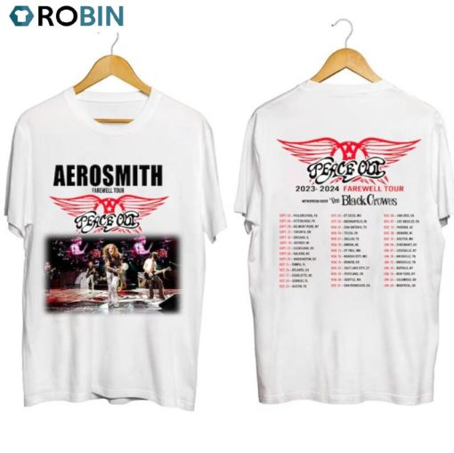 Vintage Aerosmith 2023 2024 Shirt, Peace Out Farewell Unisex Hoodie Tee Tops