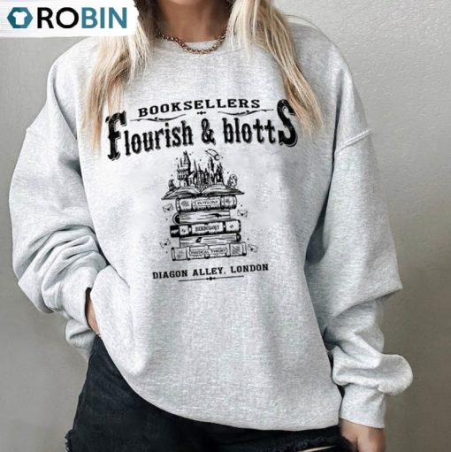 Vintage Flourish Blotts Shirt, Wizard Book Unisex Hoodie Tee Tops