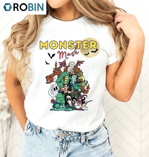 Vintage Monster Mash Shirt , Retro Halloween Crewneck Long Sleeve