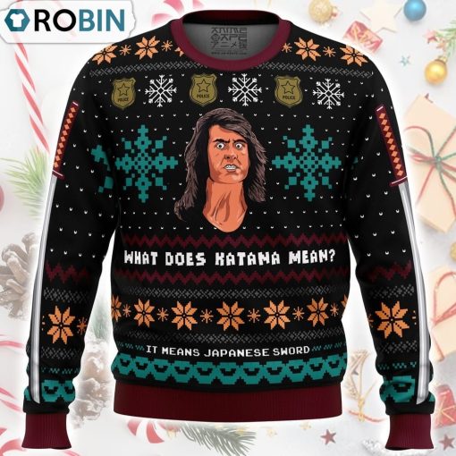 What does Katana mean Samurai Cop Ugly Christmas Sweater