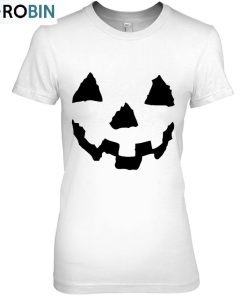 Women’s Pumpkin Face Funny Halloween Jack O Lantern Unisex Shirt