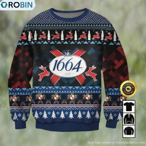 1664 Blanc Beer Ugly Christmas Sweater, Gifts For Beer Lovers, Best Christmas Gifts