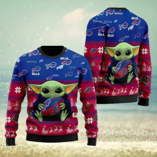 Buffalo Bills Baby Yoda Christmas 3D Ugly Christmas Sweater Christmas Gift For Sport Fanshirt For American Football Fans