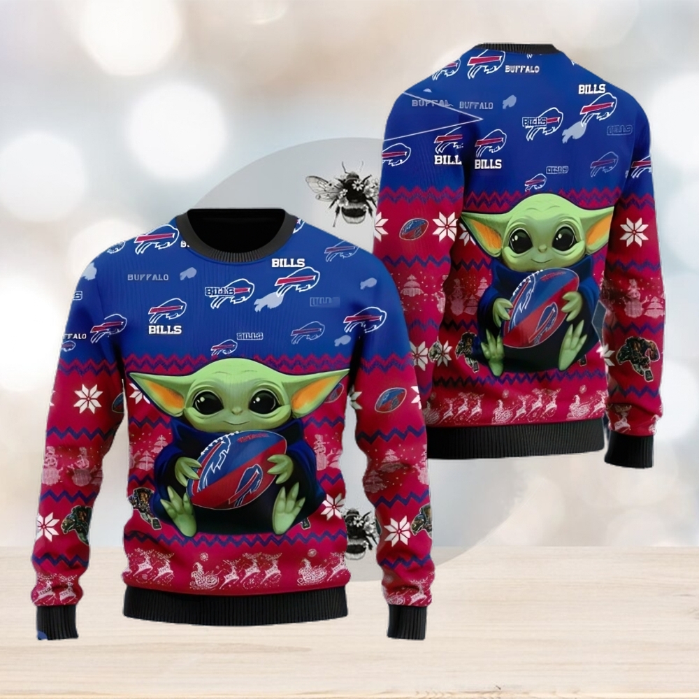 Buffalo Bills Baby Yoda Christmas 3D Ugly Christmas Sweater Christmas Gift For Sport Fanshirt For American Football Fans