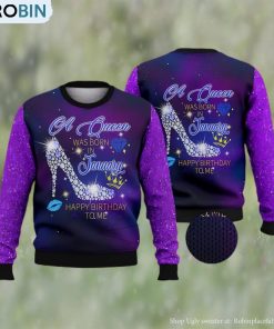 A Queen Was Born In January Ugly Christmas Sweater A Queen Was Born In January Ugly Christmas Sweater