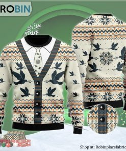 A Silhouette Of Flying Pigeon Cardigan Ugly Christmas Sweater