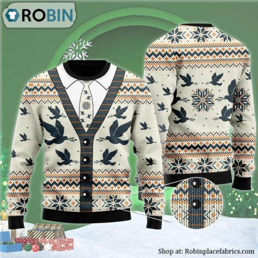 A Silhouette Of Flying Pigeon Cardigan Ugly Christmas Sweater