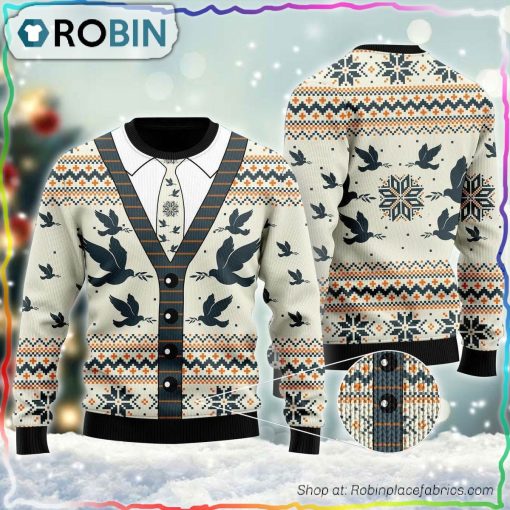 A Silhouette Of Flying Pigeon Cardigan Ugly Sweater