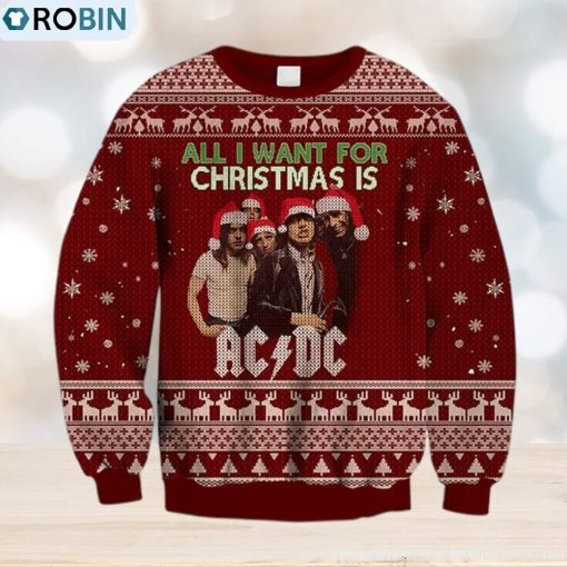 ACDC All I Want For Christmas Is ACDC 2023 Ugly Chirstmas Sweater