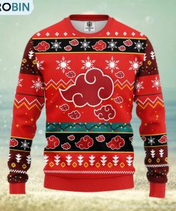 Akatsuki Naruto Anime Ugly Christmas Sweater Red For Men Women
