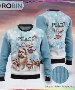 Akita Peace Love Joy Ugly Christmas Sweater