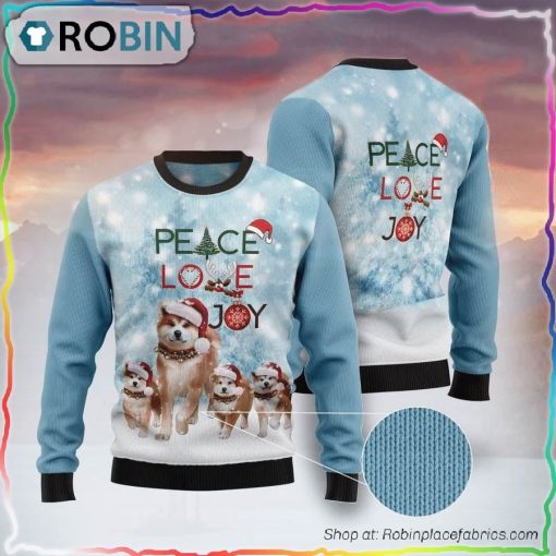 Akita Peace Love Joy Ugly Christmas Sweater