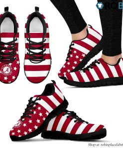 Alabama Crimson Tide America Flag Stripes Pattern Breathable Running Shoes Alabama Crimson Tide America Flag Stripes Pattern Breathable Running Shoes