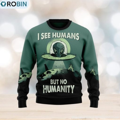 Alien No Humanity Ugly Christmas Sweater Gift Men Women