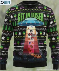 Alien Ugly Christmas Sweater, Get In Loser