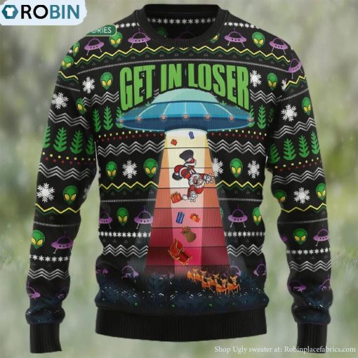 Alien Ugly Christmas Sweater, Get In Loser