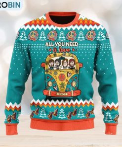 All You Need Is Love Hippie Ugly Christmas Sweater For Men And Women