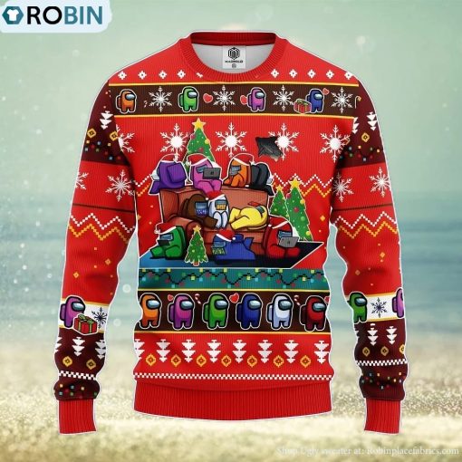 Among Us Ugly Christmas Sweater Red Amazing Gift Men And Women Christmas Gift