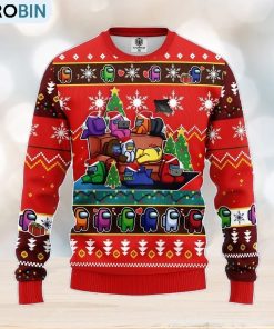 Among Us Ugly Christmas Sweater Red Amazing Gift Men And Women Christmas Gift
