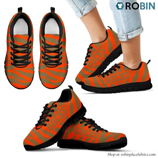 Anaheim Ducks Tiger Skin Stripes Pattern Printed Breathable Running Shoes