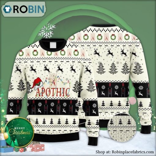 Apothic Wine Reindeer Snowy Night Ugly Christmas Sweater