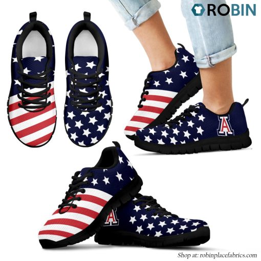 Arizona Wildcats America Flag Full Stars Stripes Pattern Sneaker
