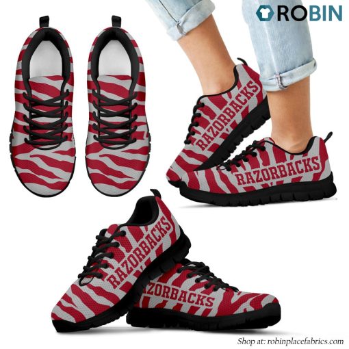 Arkansas Razorbacks Tiger Skin Stripes Pattern Printed Breathable Running Shoes